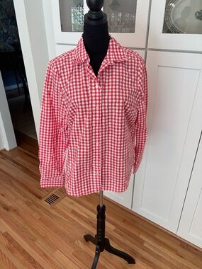 Boden Red & White Gingham Button-Down Shirt | Size 10R